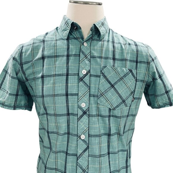Vans Plaid Button Up Shirt Mens Medium Green Casual Skatewear Short Sleeve - Picture 6 of 9